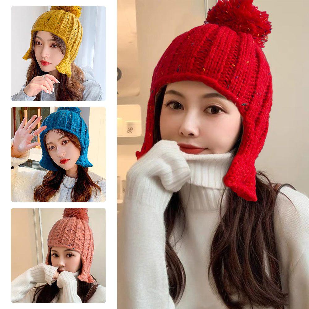 Mũ Beanie Dệt Kim Bảo Vệ Tai Chất Lượng Cao Dành Cho Nữ