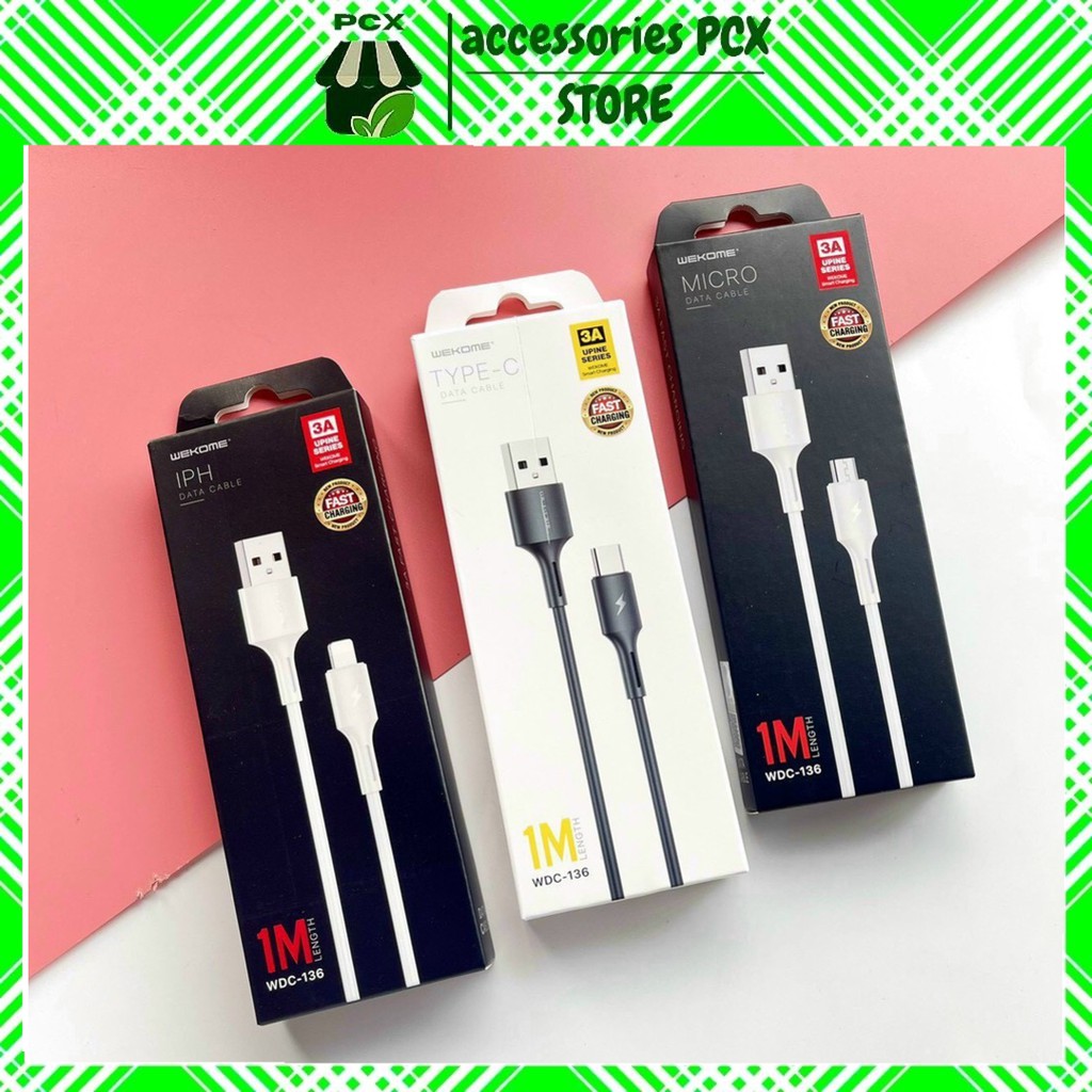 Cáp sạc nhanh iphone/type C/micro 3A WK - WDC136 full box dài 1m