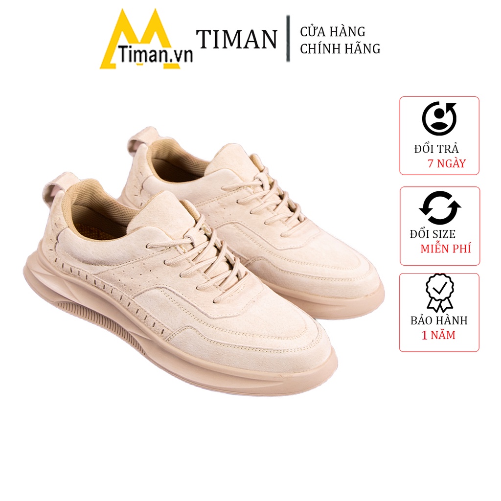 Giày thể thao nam sneaker cổ cao chất liệu da màu đen đế cao cao cấp độn đế đẹp bảo hành1 năm NK19 TIMAN