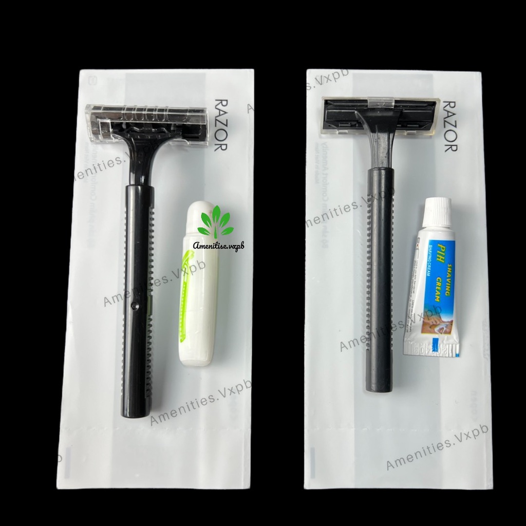 100 dao cạo râu đen túi trắng sữa  cho khách sạn, homestay, resort, nhà nghỉ (có nhận in logo, thông tin)