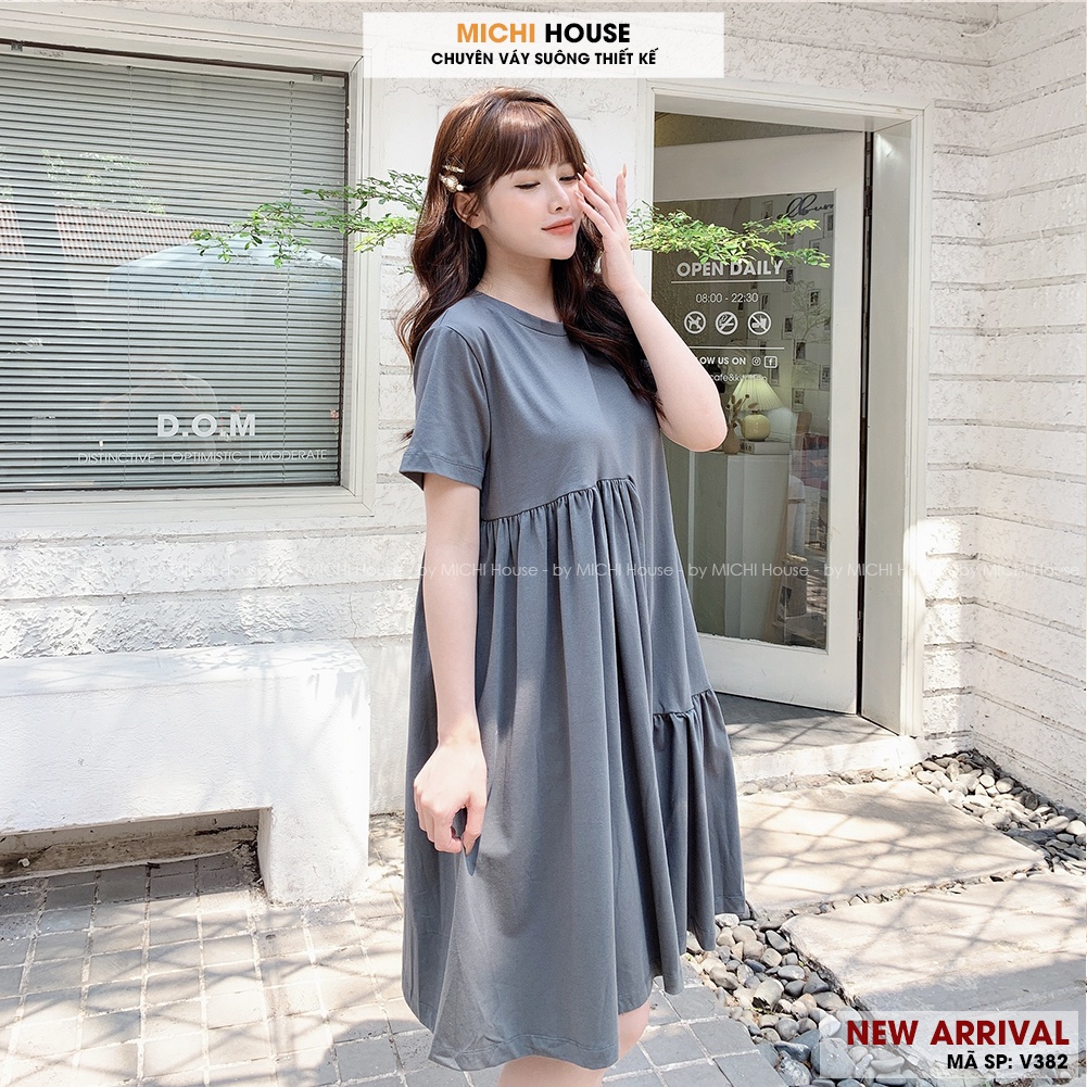 Đầm Thun Dáng Suông MICHI House V382 Váy Cotton Trẻ Trung Phom Xuông Freesize Dễ Mặc Xinh | BigBuy360 - bigbuy360.vn