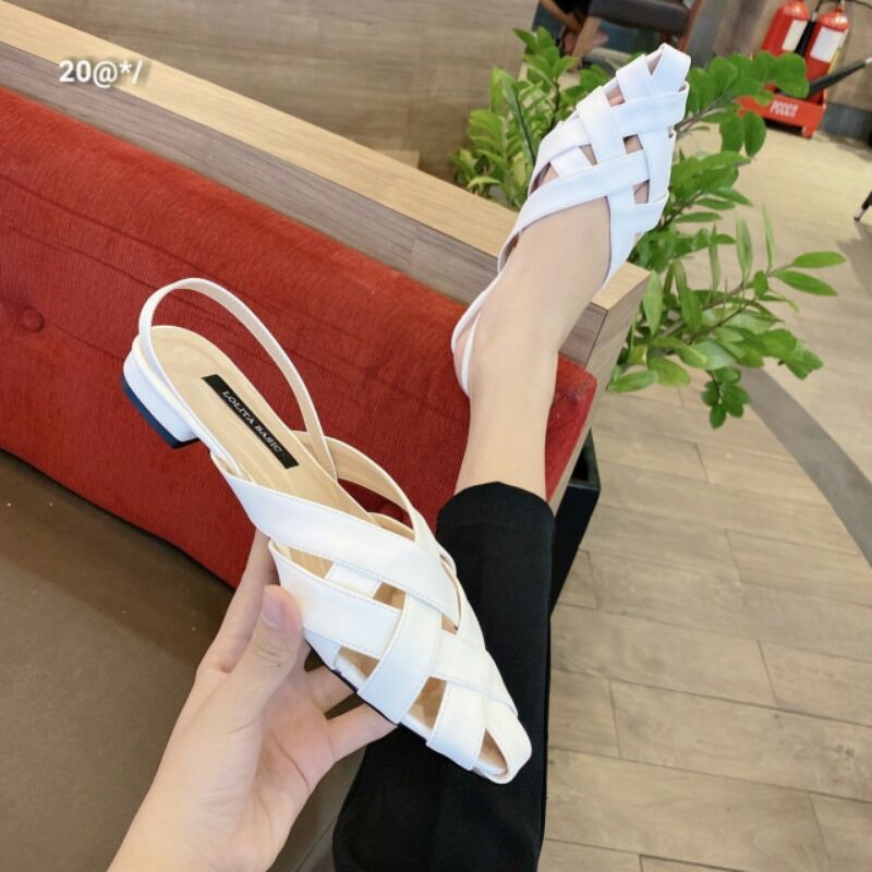 sục quai hậu - sandal rọ dây đan - sofia shoes