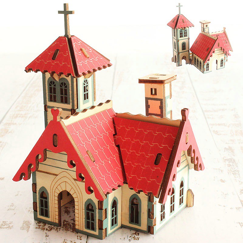 Đồ chơi lắp ráp gỗ 3D Mô hình Nhà gỗ European Chapel LC-P483