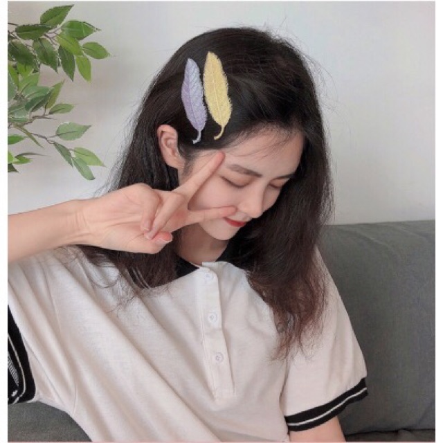 [Hot trend 2020] Kẹp tóc hình chiếc lá sắc màu style Hàn Quốc