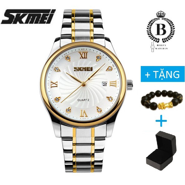 Đồng hồ Nam SKMEI 9101 [Billux] dây kim loại - 39mm (Trắng-Đen) [SKMMT005]