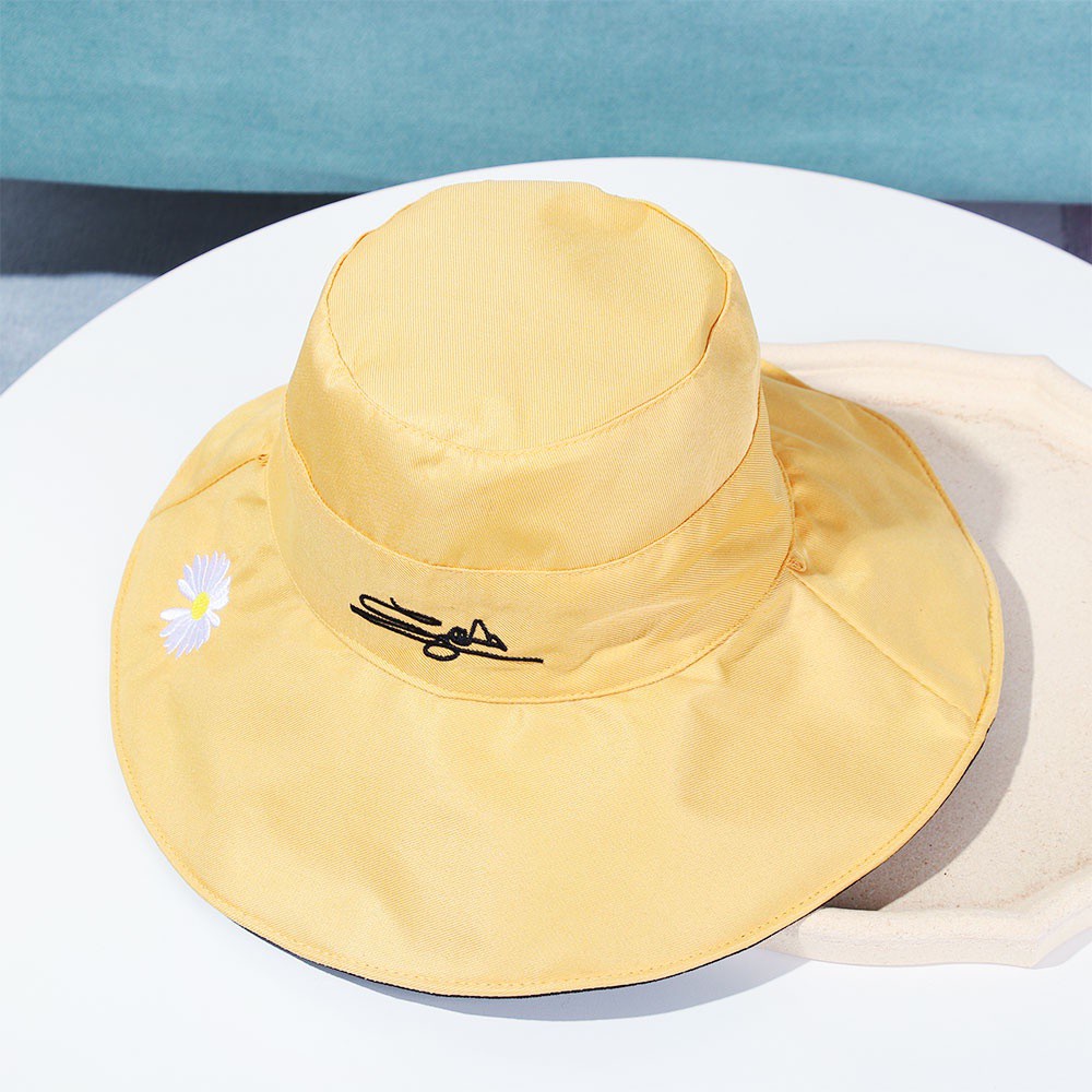 Mũ Tai Bèo Rộng Vành Hai Mặt Chống Tia Uv Có Dây Đeo Có Thể Gập Lại Dành Cho Nữ Mihan1