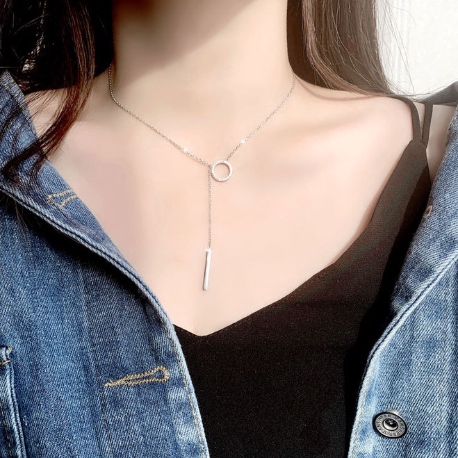 Dây chuyền tròn bạc ý 925 vòng cổ nữ treo dài