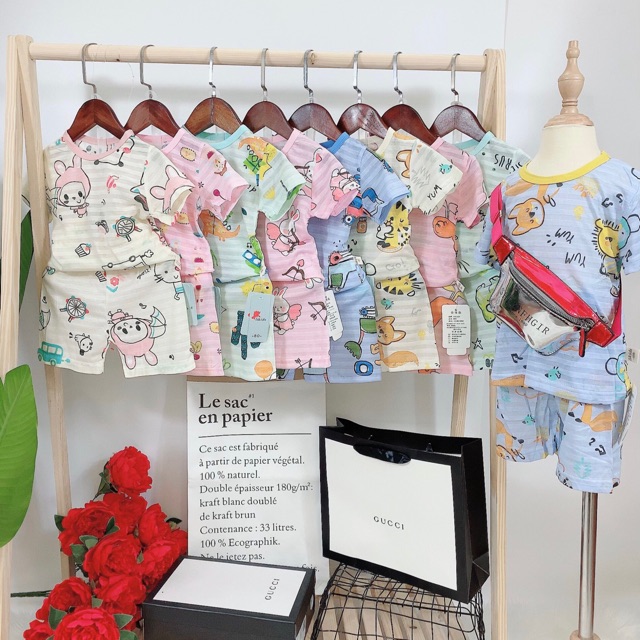Bộ cotton lưới hàng loại 1 chất mềm, mát cho bé từ 1 tuổi đến 4 tuổi