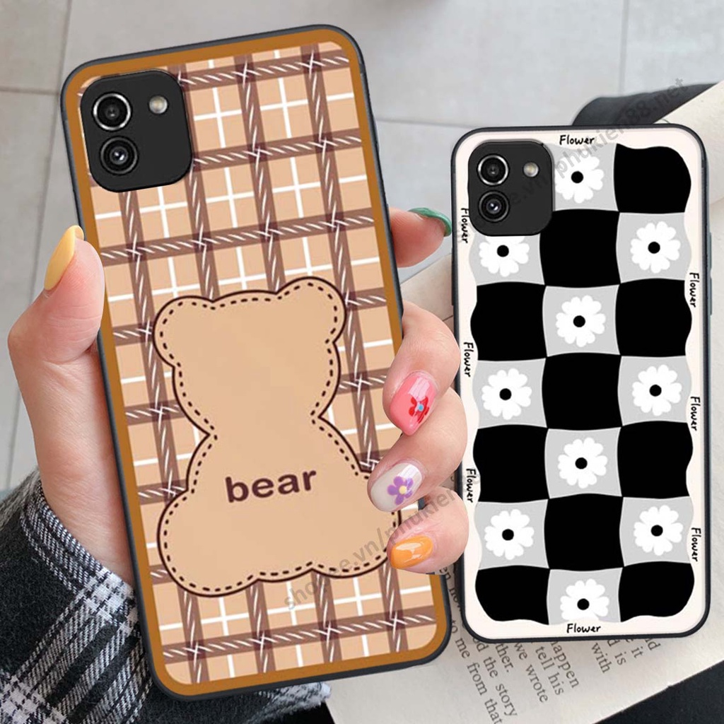 Ốp lưng Samsung A03 ốp điện thoại LineBear, bé tóc xù, hoa siêu đẹp