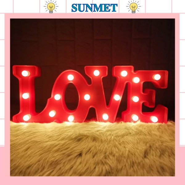 Đèn LED Hộp Hình Chữ Love Màu Pastel Dùng Pin Hoặc USB Decor Phòng Ngủ Tiệc Cưới Nhà Hàng Homestay