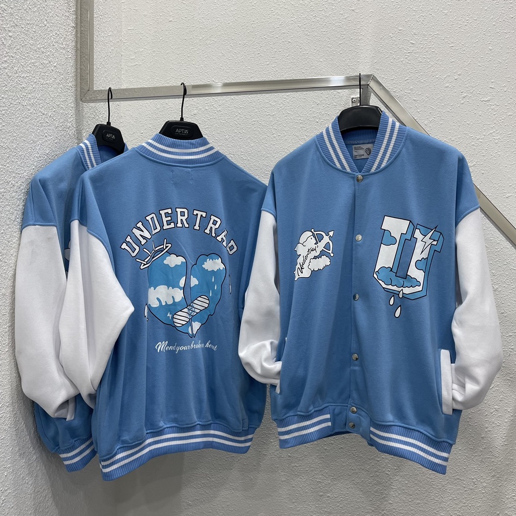Áo khoác bomber jacket nam nữ hình in undertrap khoác varsity undertrap chất nỉ cotton cao cấp kun shop