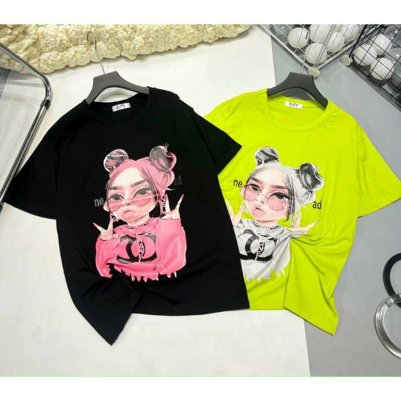 Áo phông nữ form rộng Cô gái búi Tóc  xuất xịn polo Hàn Quốc thời trang Hè 2022 cá tính Nam nữ unisex Ullzang