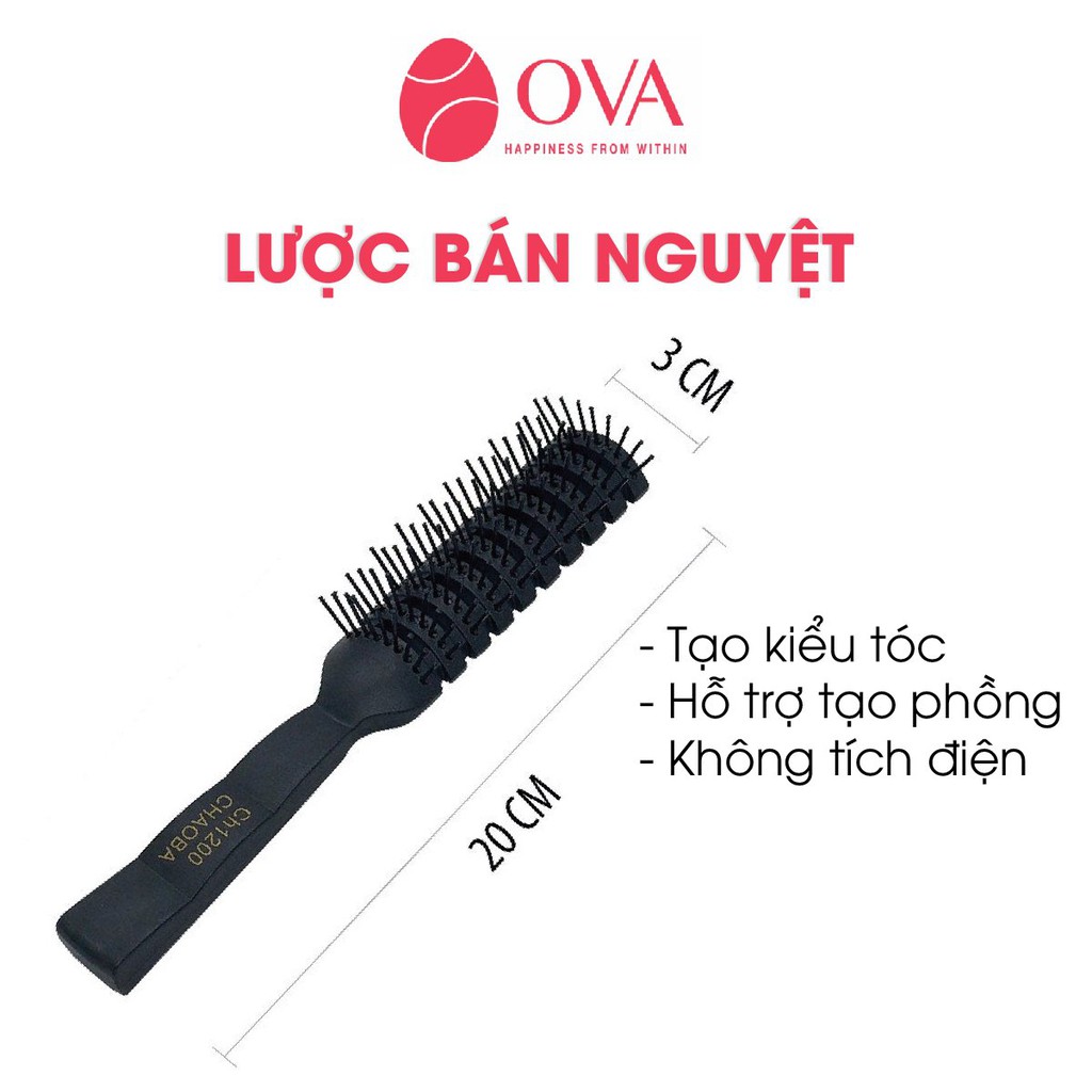 Lược tạo kiểu tóc OVA tạo độ phồng tóc, chất liệu cao cấp, chịu va đập tốt- V001