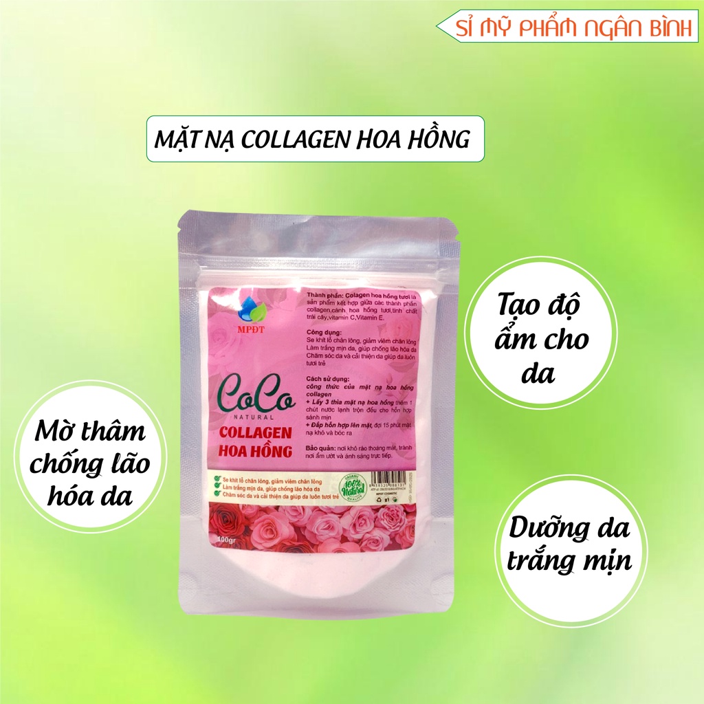 Mặt nạ hoa hồng collagen làm trắng da, căng bóng và dưỡng ẩm cho làn da