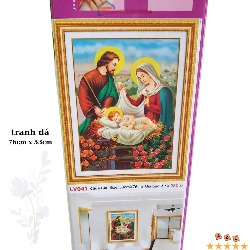 Tranh đính đá, tranh thêu chữ thập gia đình thánh gia