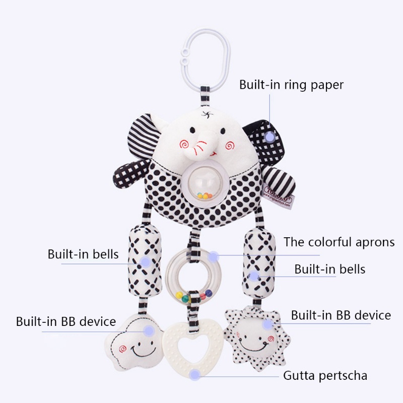 Đồ Chơi Treo Xe Đẩy Em Bé Họa Tiết Hoạt Hình Động Vật Dễ Thương