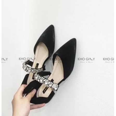 FREESHIP_Giày bệt nữ hoa đá mũi nhọn chất lụa cao cấp 2021, Giày búp bê nữ quai ngang DO thời trang hàn quốc | BigBuy360 - bigbuy360.vn