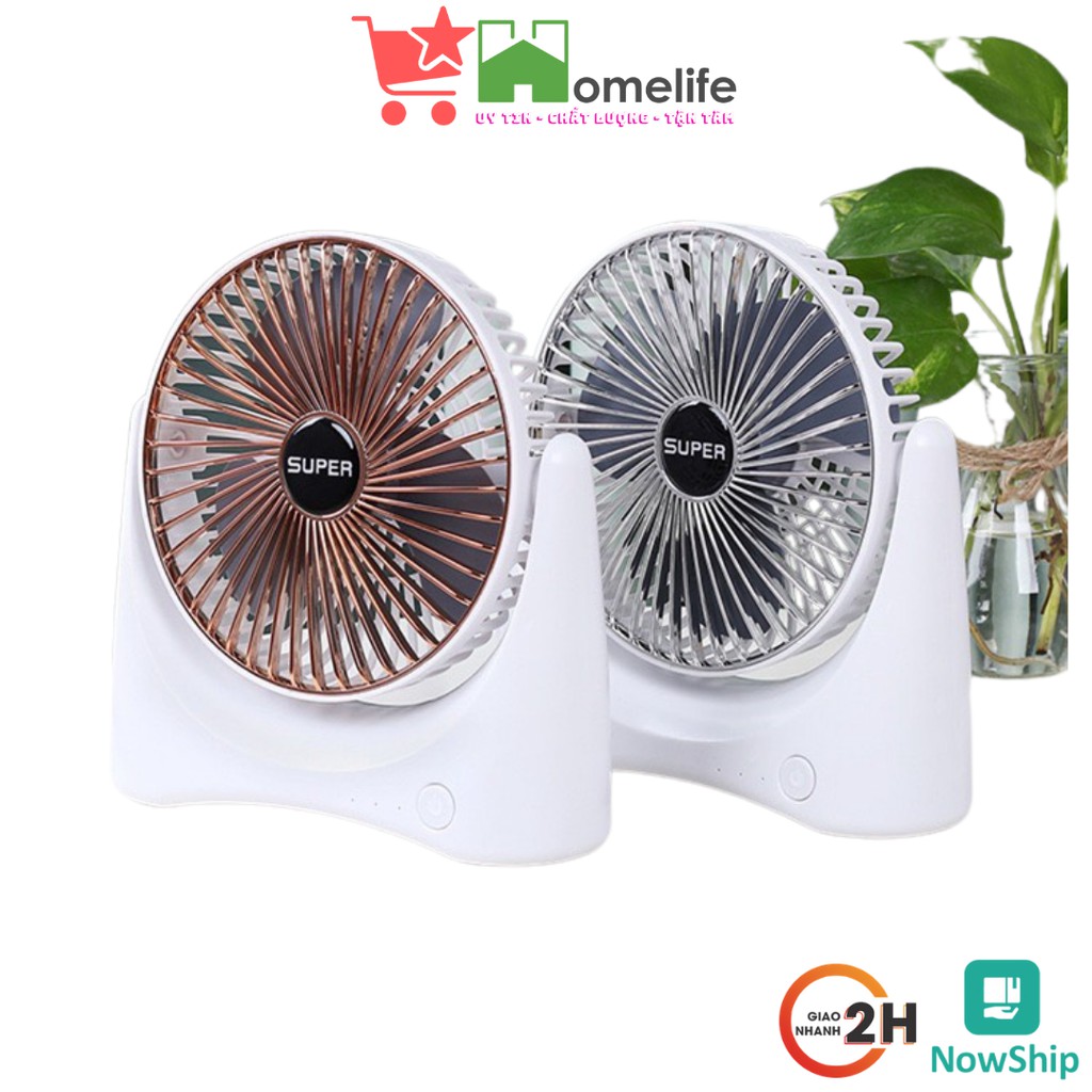 Quạt Sạc Tích Điện Để Bàn Super Fan, 3 Chế Độ Mát, Để Bàn Làm Việc, Ô Tô...Tiện Lợi Khi Mang Theo