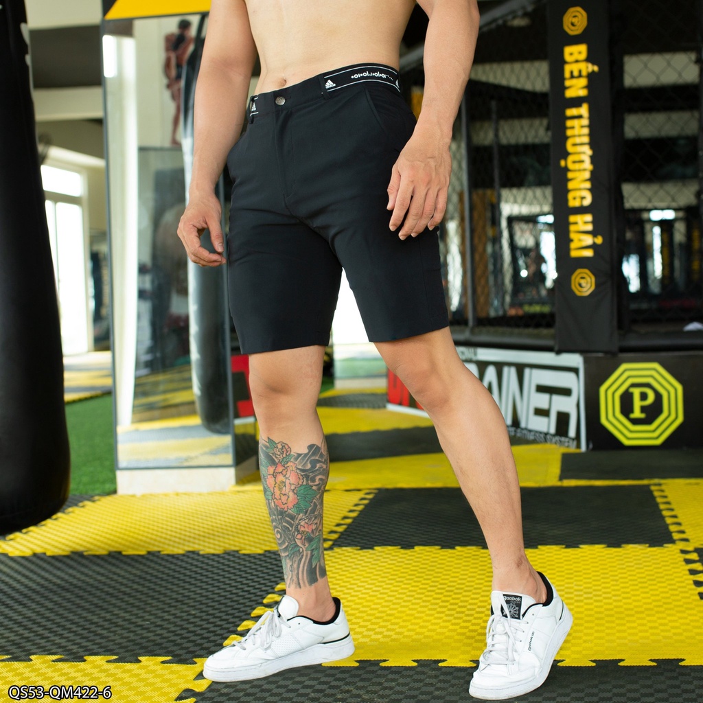 Quần short golf Adidas QS53 - in viền lưng + logo túi sau VNXK