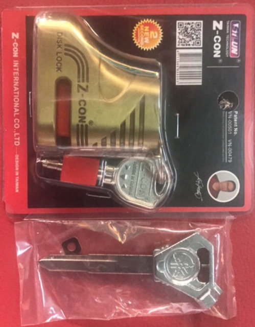Combo ổ khoá đĩa xe máy Z-CON + phôi chìa khoá INOX xe EXCITER