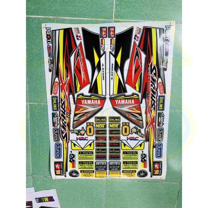 ( Quí khách vui lòng mang ra tiệm cho thợ dán ) Tem SIRIUS CHỮ X ĐỎ ĐEN