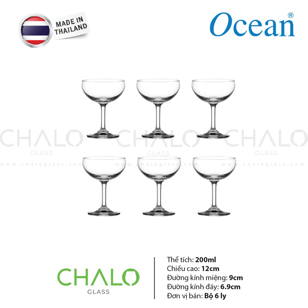 [Made in Thailand] Ly Coupe Ocean Classic Saucer  - 200ml - 1501S07 (Bộ 06 ly)
