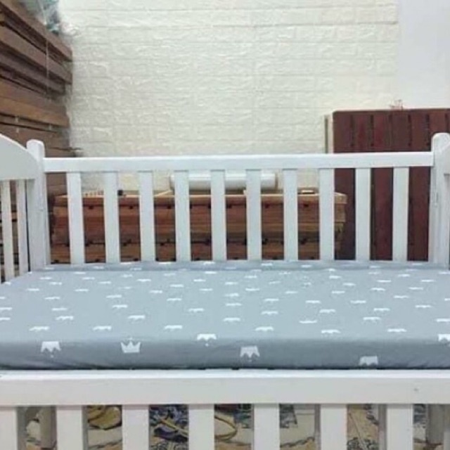 Ga chun bọc đệm Baby Crid cho đệm cũi trẻ em chất liệu cotton100% đủ màu sắc!