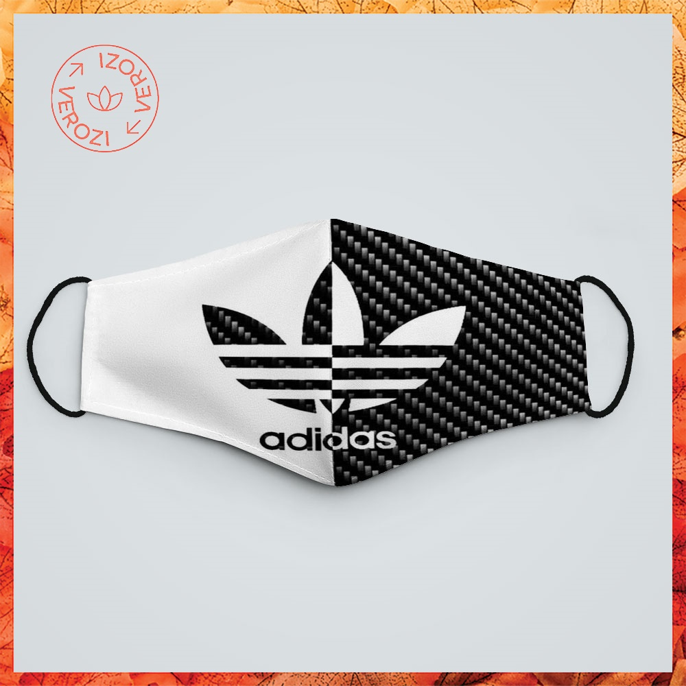 khẩu trang n95 màu đen In Hình Adidas_141 VEROZI Vải Cotton 100%, Kháng Khuẩn, Không Đau Tai, Dễ Thở Dành cho Nam Nữ