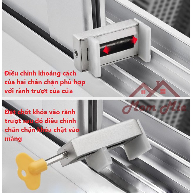 [Hàng cao cấp] Chốt inox chặn cửa lùa, cửa kéo; chốt khóa cửa lùa - I01300