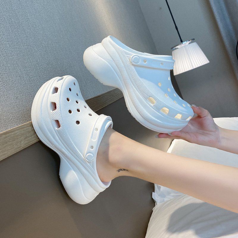 Giày crocs cao gót đế mềm chống trượt thời trang đi biển