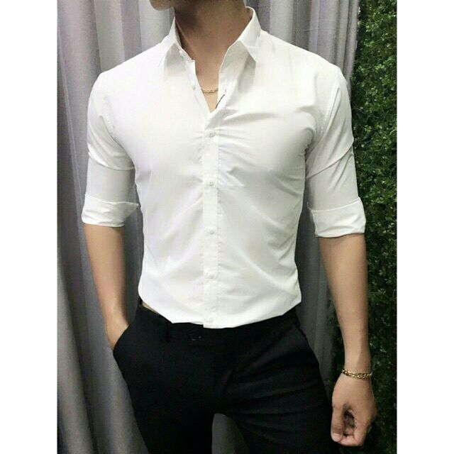 Sơ mi trắng soái ca vải lụa thái cao cấp ,không nhăn, không xù, bao đẹp - SM43 | BigBuy360 - bigbuy360.vn