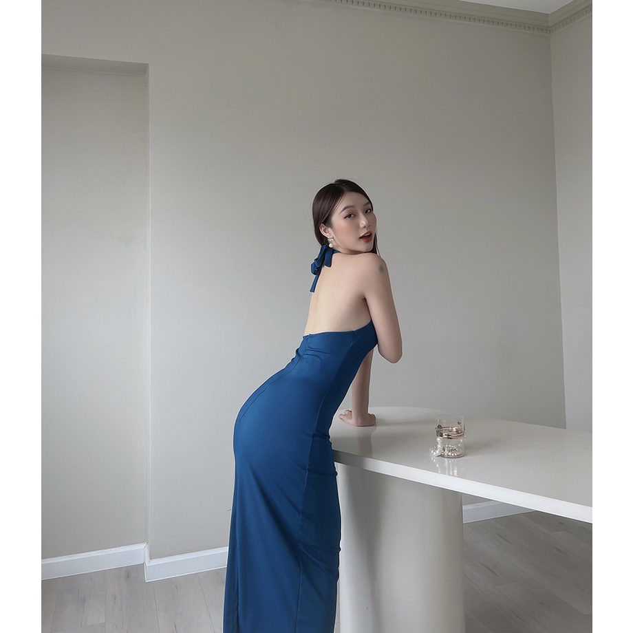 [BBSTORE'S] Đầm Body Yếm Hở Lưng Kiểu Form Váy Dài Đi Tiệc Sang Trọng -D963
