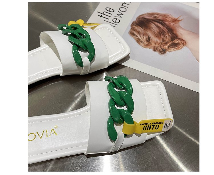 [ Mã 66CBSALE giảm 30K đơn 200K] Dép Quai Ngang Ulzzang Đế Bằng Phối Dây Xích Sành Điệu Cho Nữ | BigBuy360 - bigbuy360.vn