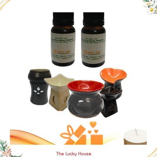 Combo 2 chai tinh dầu tặng lò xông tinh dầu và 1 viên nến