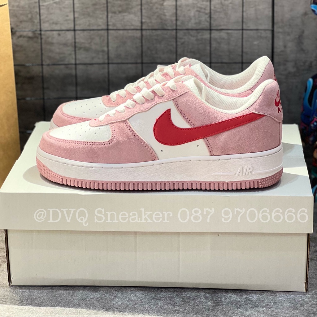 Giày thể thao Air_Force 1 Low Valentine Day Love/Af1 Hồng Trắng, AF1 màu hồng xinh yêu cho nữ
