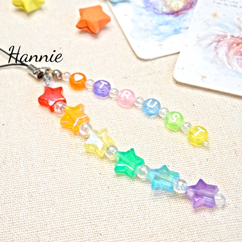 Móc khóa cầu vồng trái tim ngôi sao custom chữ theo tên - Phụ kiện dây treo điện thoại túi xách balo chìa khóa handmade