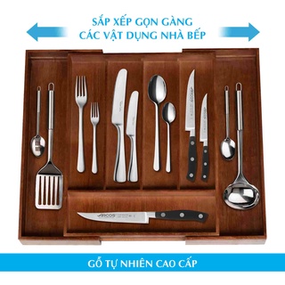 Khay đựng muỗng đũa cao cấp NHẬT VY NV5303B, khay chia ngăn kéo có thể kéo giãn để vừa khít với mọi ngăn kéo