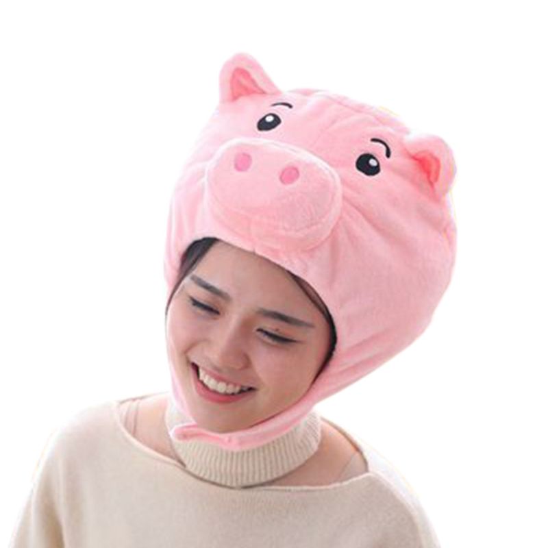 Mũ Lông Nhung Thêu Hình Chú Heo 3D Dễ Thương Xinh Xắn