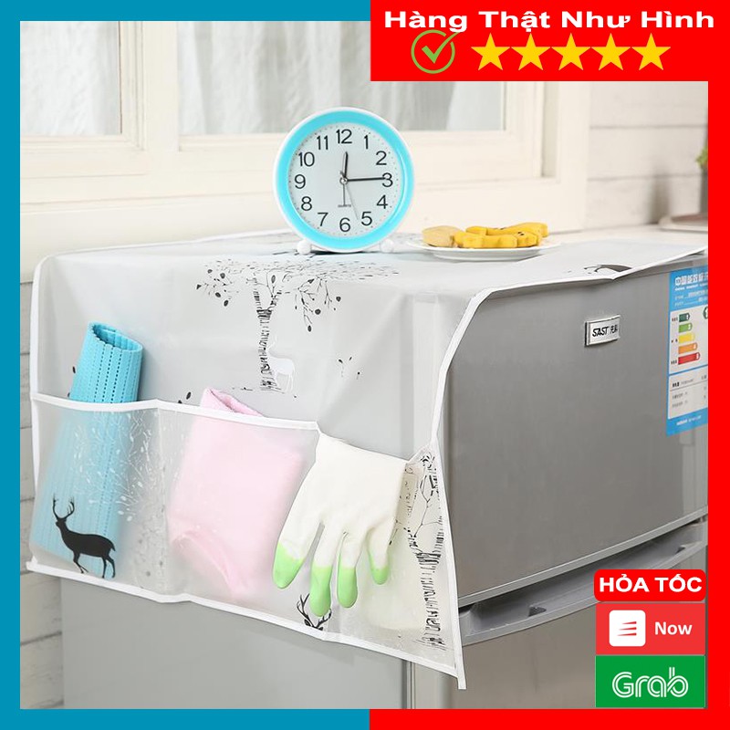 Tấm Phủ Tủ Lạnh Chống Bụi Có Túi Cao Cấp Chất Liệu Vải PEVA Chống Thấm cho ngôi nhà thêm xinh - MTDDT