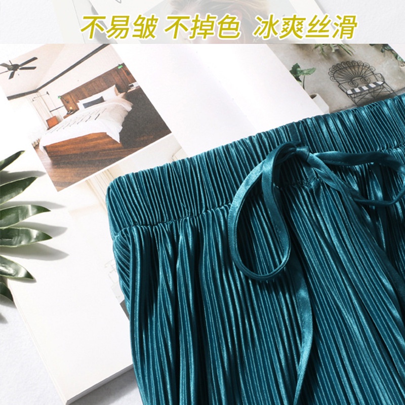 Quần Dài Ống Rộng Lưng Cao Vải Lụa Mát Màu Trơn Thời Trang Mùa Hè Hàng Mới Dành Cho Bạn Nữ