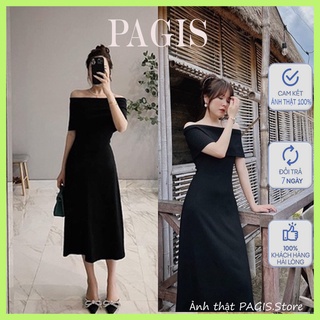 Váy len tăm trễ vai dáng dài pagis, đầm body thơi trang dày dặn có ảnh thật