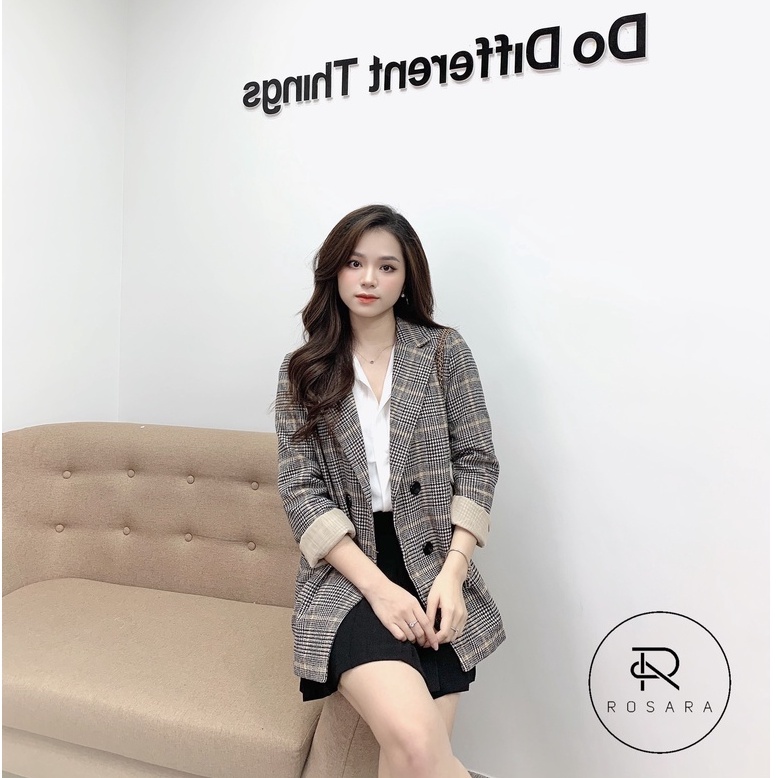 ÁO VEST DẠ KẺ NỮ 2 LỚP CÓ ĐỘN VAI KH01 | BigBuy360 - bigbuy360.vn