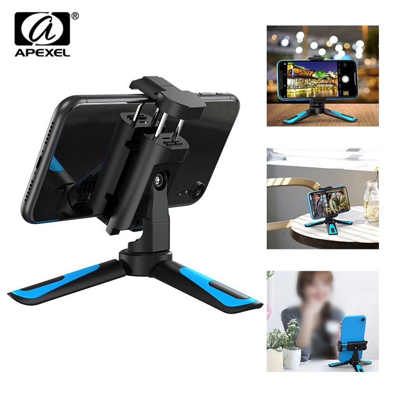 Chân Tripod APEXEL Xoay 360 Độ Có Kẹp Giữ Điện Thoại Kết Nối Bluetooth Cho Gopro iPhone