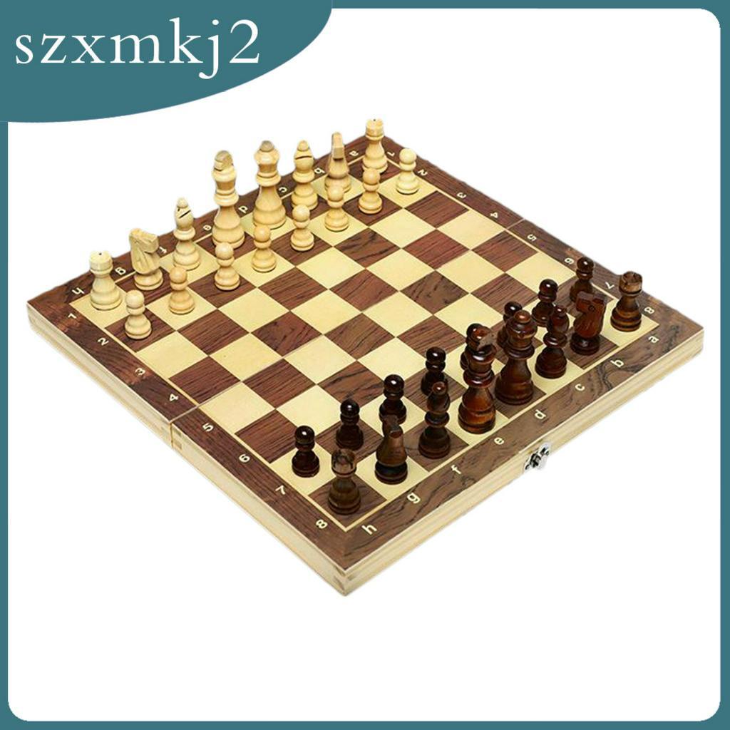 Bộ Bàn Cờ Vua Bằng Gỗ Dát Khảm Từ Tính Kèm Hộp Đựng