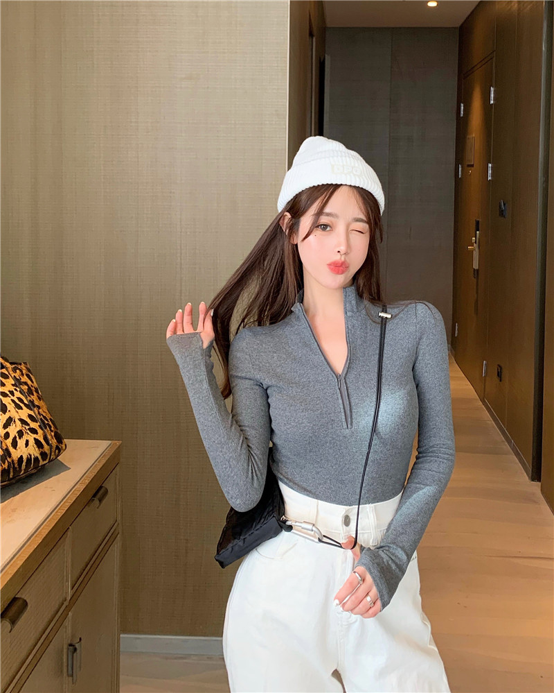 Áo Thun Dệt Kim Tay Dài Cổ Cao Màu Đen Dáng Ôm Phong Cách Hàn Quốc Cho Nữ | BigBuy360 - bigbuy360.vn