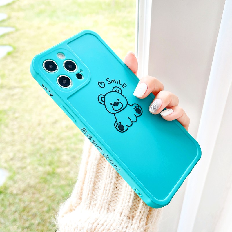 Ốp lưng iphone Smile Bear cạnh vuông in hình viền 5/5s/6/6plus/6s/6splus/7/7plus/8/8plus/x/xs/11/12/pro/max/plus/promax | BigBuy360 - bigbuy360.vn