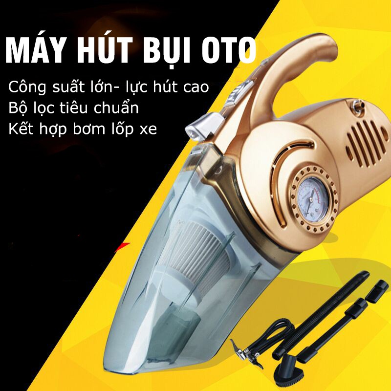Máy hút bụi oto cầm tay Máy Hút Bụi Kiêm Bơm Lốp Ô Tô Cầm Tay Đa Năng 4 Trong 1