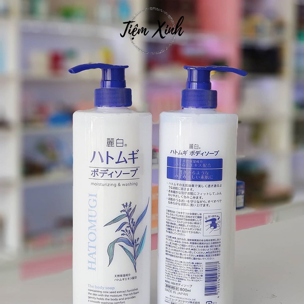 Sữa Tắm Dưỡng Ẩm Hatomugi Hạt Ý Dĩ Dưỡng Ẩm Trắng Da Nhật Bản 800ml