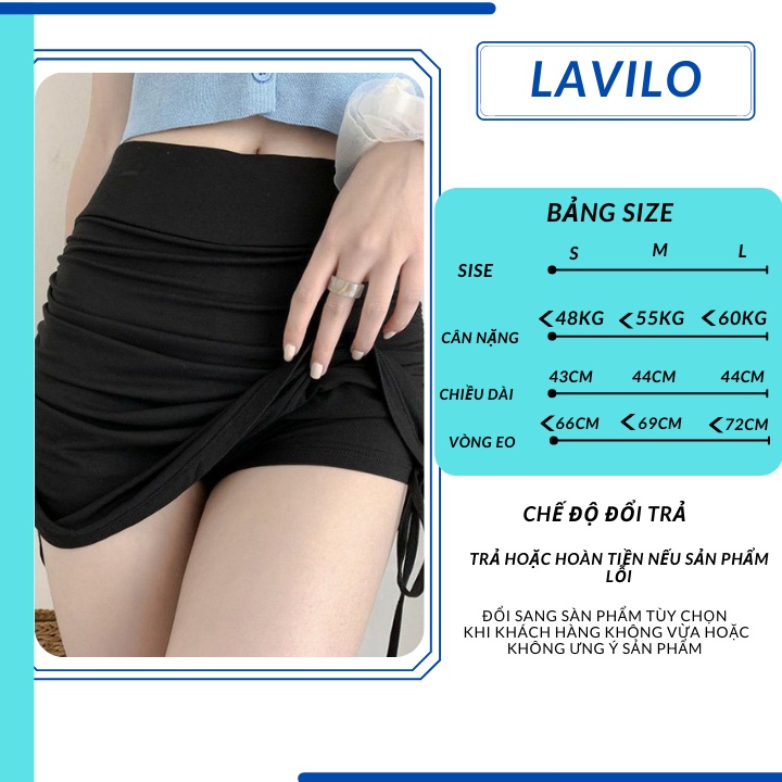 Chân váy rút dây 2 bên body mặc nhà vải cotton co giãn LAVILO CV02