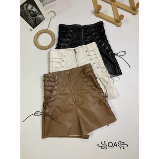 Quần shorts đan dây cạp cao